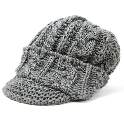 ツバ付き ウール ニットキャップ BIGWATCH グレー ビーニー ビッグサイズ ビッグワッチ ワッチキャップ 防寒対策 春 秋 冬 WT-11