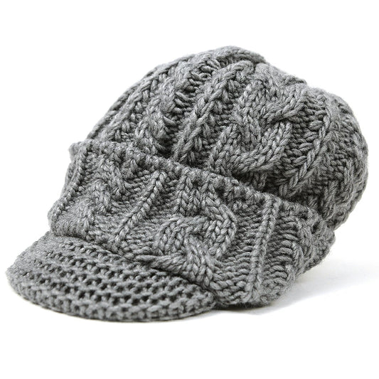 ツバ付き ウール ニットキャップ BIGWATCH グレー ビーニー ビッグサイズ ビッグワッチ ワッチキャップ 防寒対策 春 秋 冬 WT-11