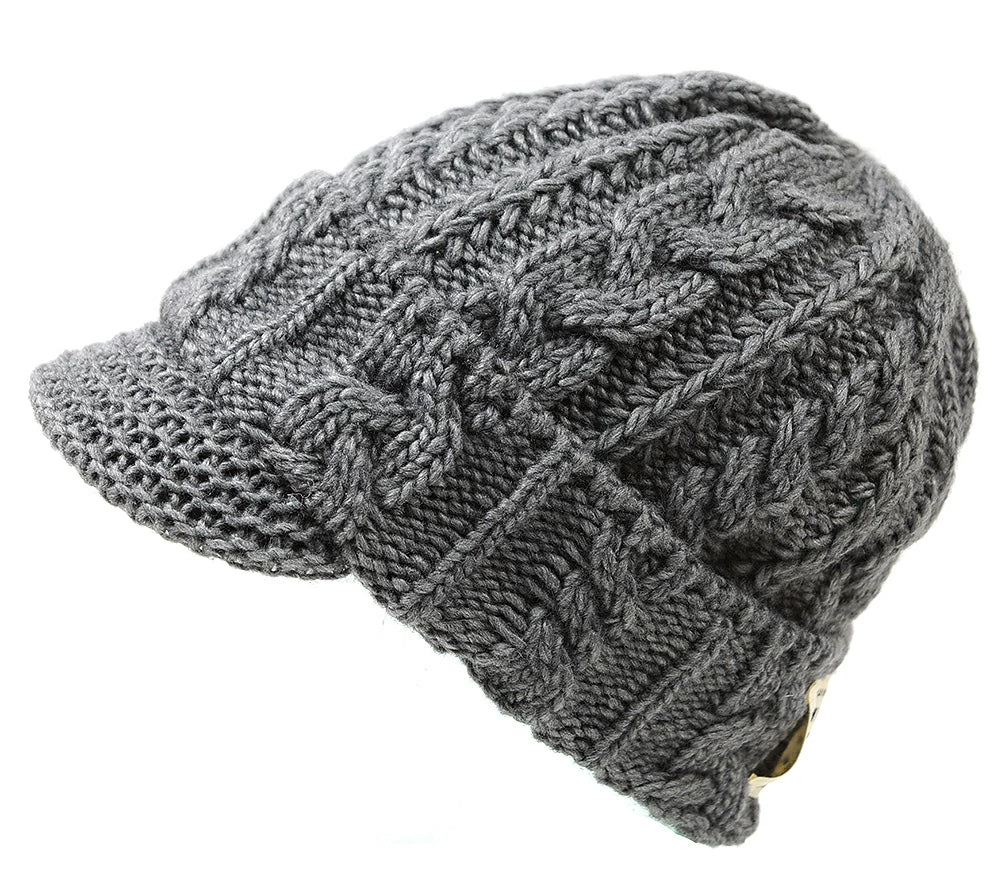 ツバ付き ウール ニットキャップ BIGWATCH グレー ビーニー ビッグサイズ ビッグワッチ ワッチキャップ 防寒対策 春 秋 冬 WT-11