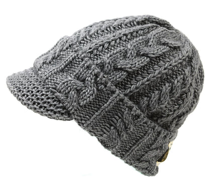 ツバ付き ウール ニットキャップ BIGWATCH グレー ビーニー ビッグサイズ ビッグワッチ ワッチキャップ 防寒対策 春 秋 冬 WT-11