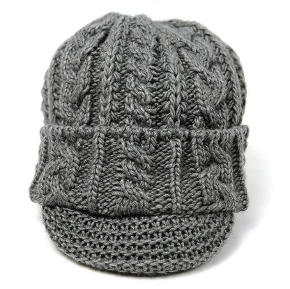 ツバ付き ウール ニットキャップ BIGWATCH グレー ビーニー ビッグサイズ ビッグワッチ ワッチキャップ 防寒対策 春 秋 冬 WT-11