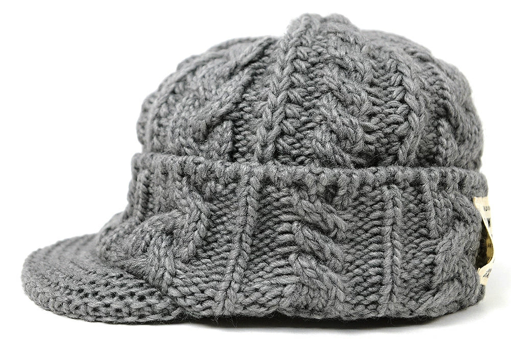 ツバ付き ウール ニットキャップ BIGWATCH グレー ビーニー ビッグサイズ ビッグワッチ ワッチキャップ 防寒対策 春 秋 冬 WT-11
