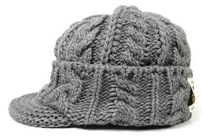 ツバ付き ウール ニットキャップ BIGWATCH グレー ビーニー ビッグサイズ ビッグワッチ ワッチキャップ 防寒対策 春 秋 冬 WT-11