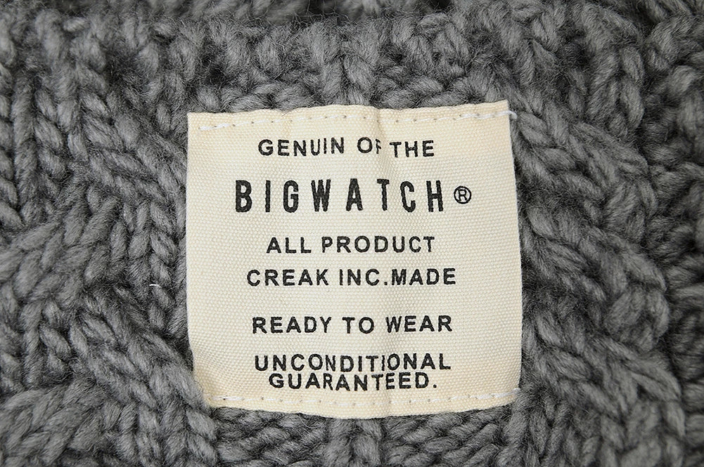 ツバ付き ウール ニットキャップ BIGWATCH グレー ビーニー ビッグサイズ ビッグワッチ ワッチキャップ 防寒対策 春 秋 冬 WT-11