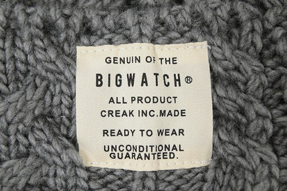 ツバ付き ウール ニットキャップ BIGWATCH グレー ビーニー ビッグサイズ ビッグワッチ ワッチキャップ 防寒対策 春 秋 冬 WT-11