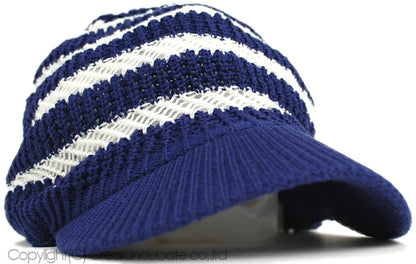 ジャガード ニットキャップ メンズ 帽子 男女兼用 ビッグワッチ BIGWATCH ブルー ホワイト ボーダー WNCA-03